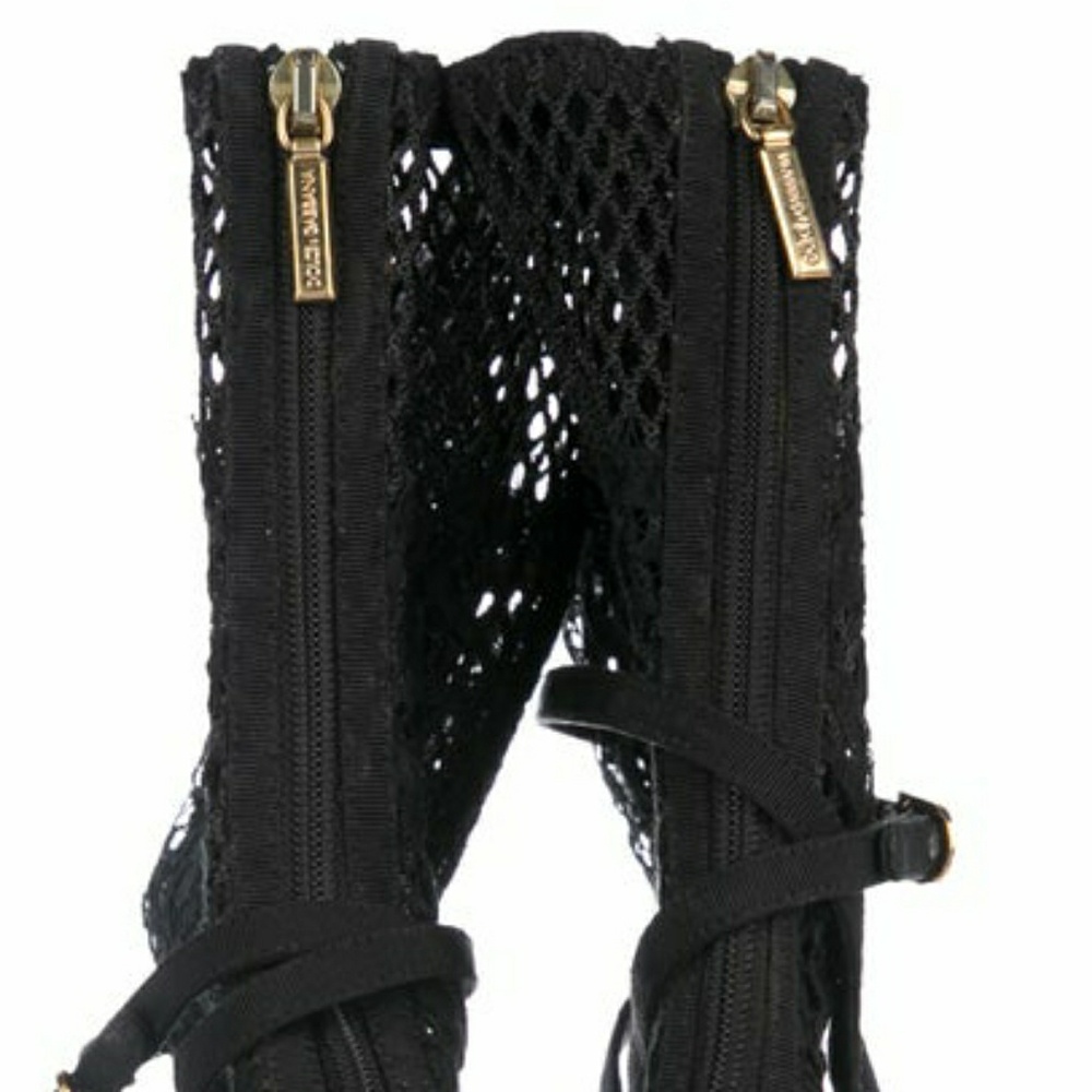 Black DOLCE & GABBANA Fishnet Boots 39, Lace Heels RARE HTF Runway See Through - Picture 5 of 8